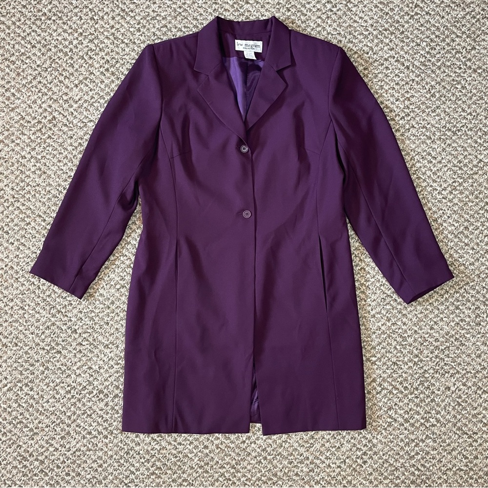 Vintage Lew Magram Collection Long Line Suit Jacket - Eggplant